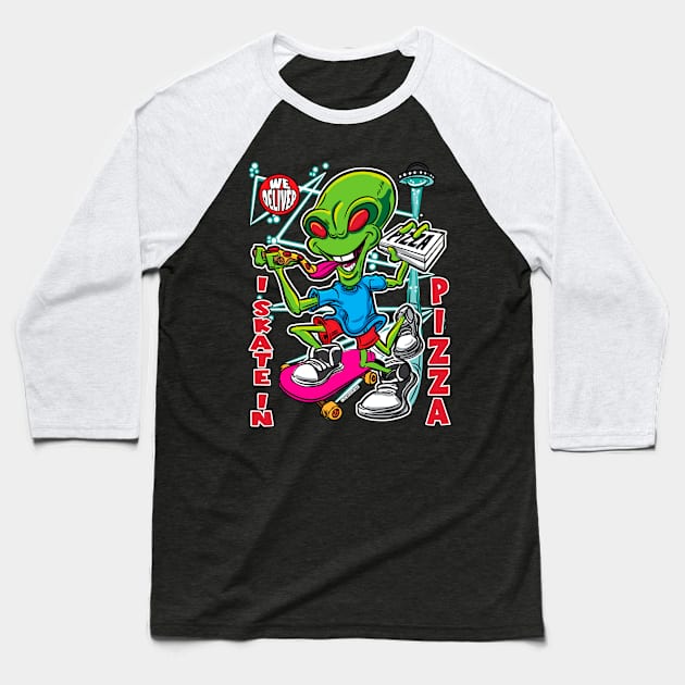 I Skate In Pizza Baseball T-Shirt by eShirtLabs